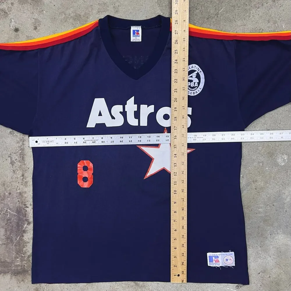 Vintage Russell Athletic Houston Astros Striped TShirt MLB Baseball Softball USA